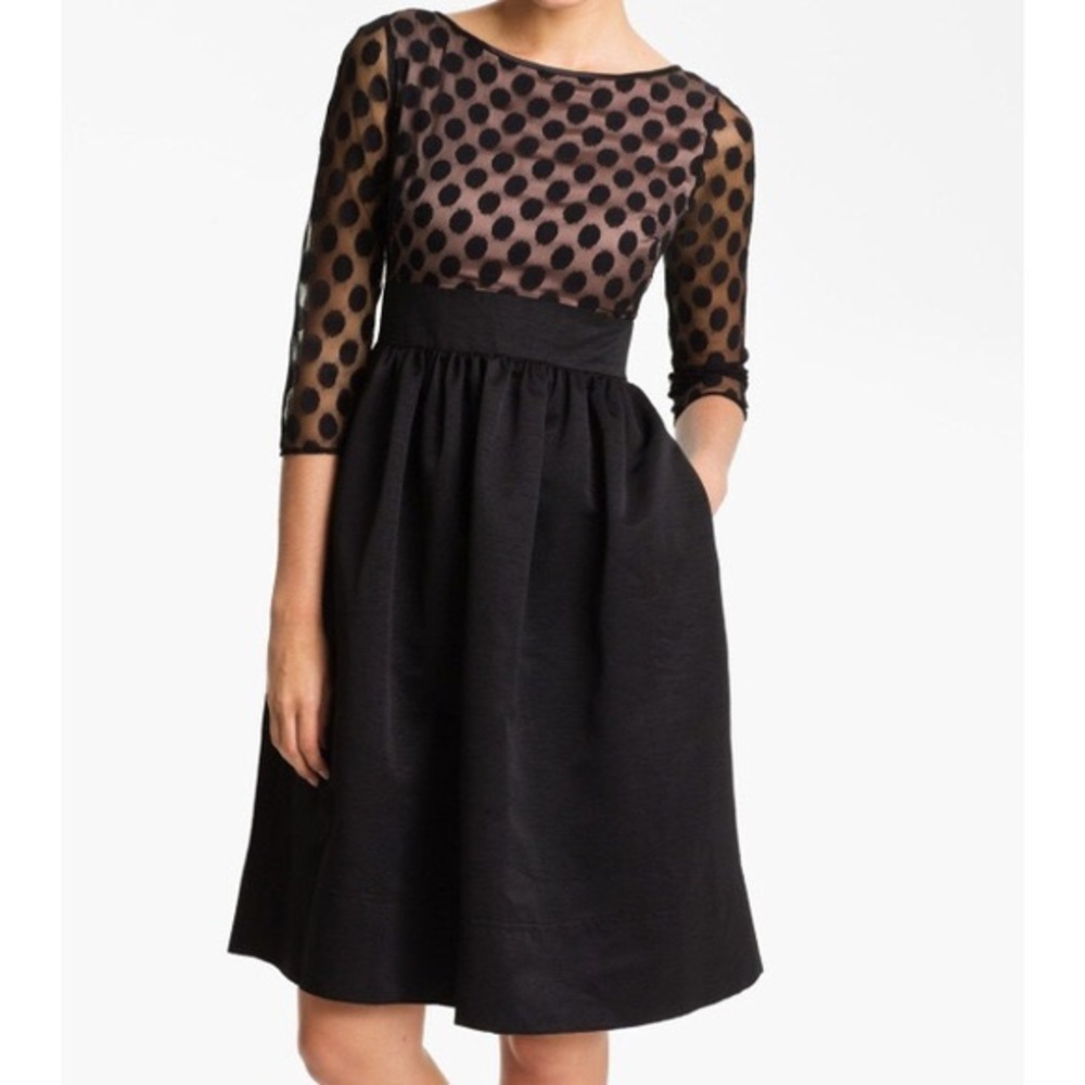 Eliza J-Black Polka Dot Dress